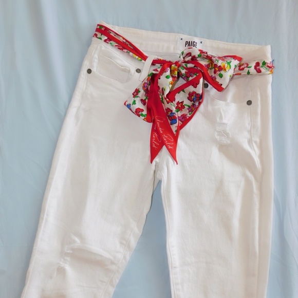 White Paige Skyline Ankle Peg Distressed Jeans - Picture 1 of 5